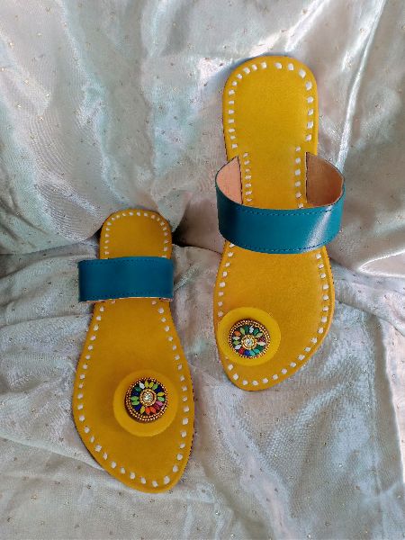 Glory Yellow Turquoise Chappal